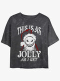 spooky holiday Jolly Santa Jack Mineral Wash Girls Crop T-Shirt