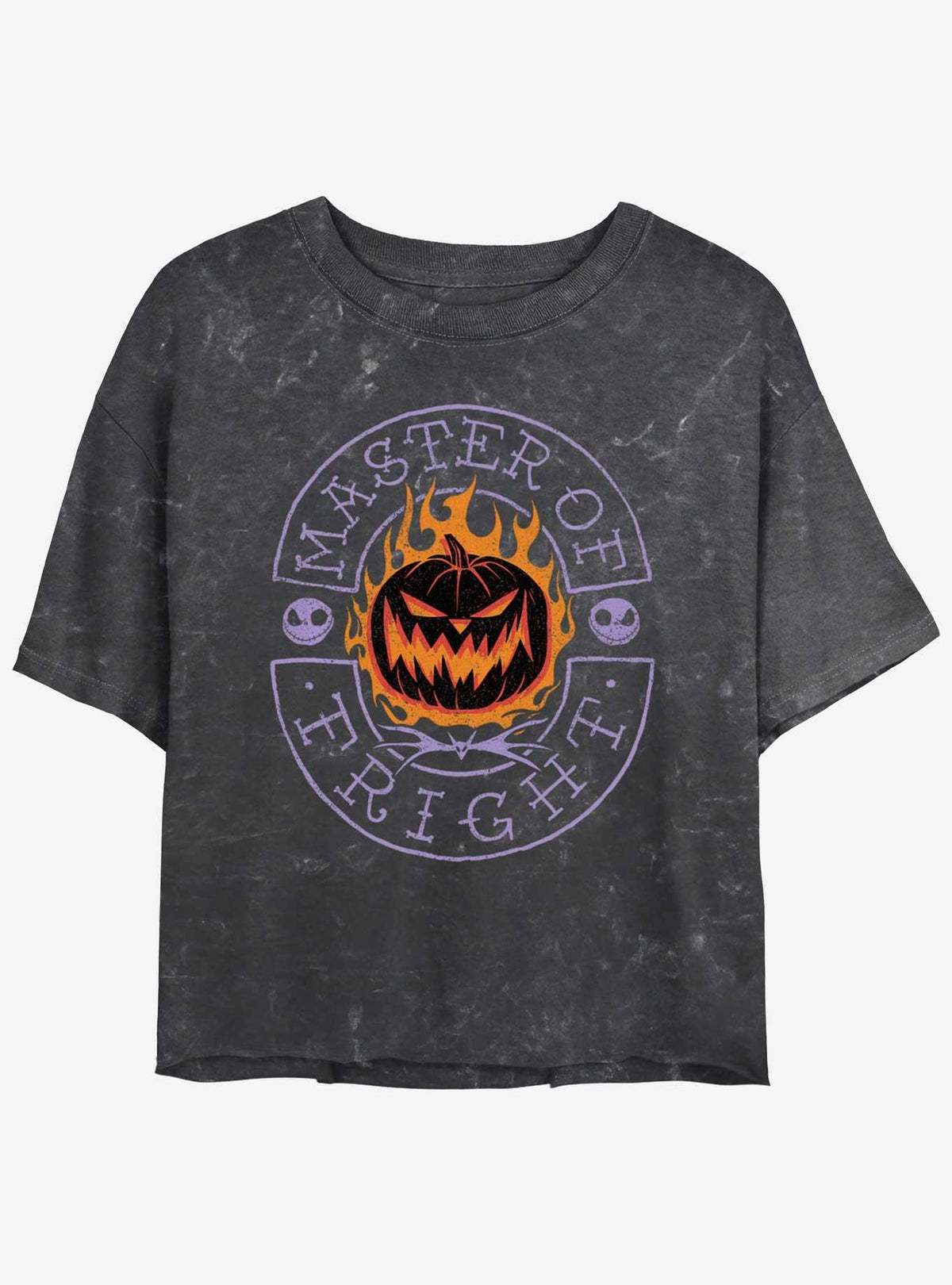 spooky holiday Master of Fright Mineral Wash Girls Crop T-Shirt