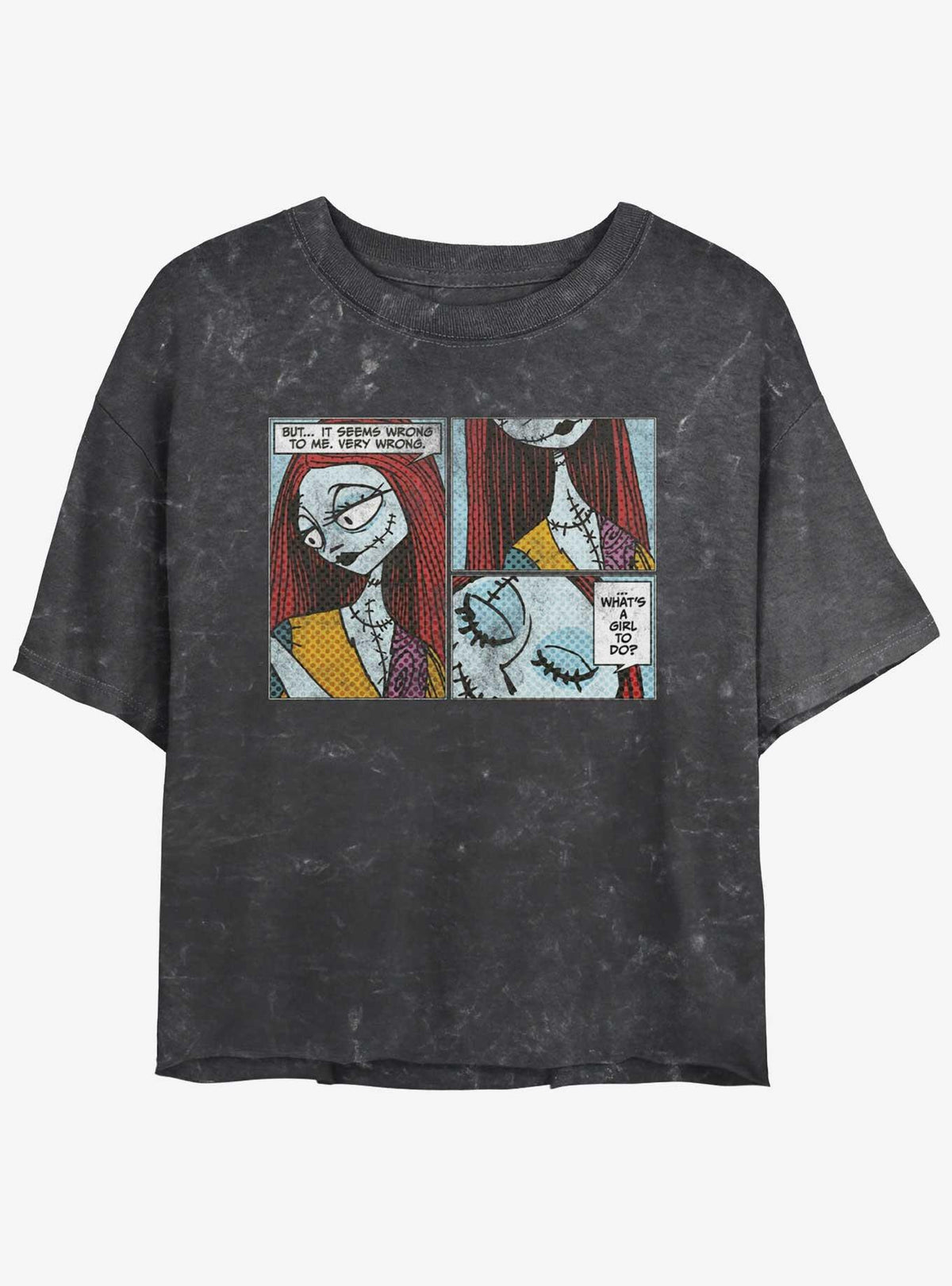 spooky holiday Sally Comic Mineral Wash Girls Crop T-Shirt
