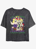 spooky holiday Season's Creepings Oogie Jack Sally Mineral Wash Girls Crop T-Shirt