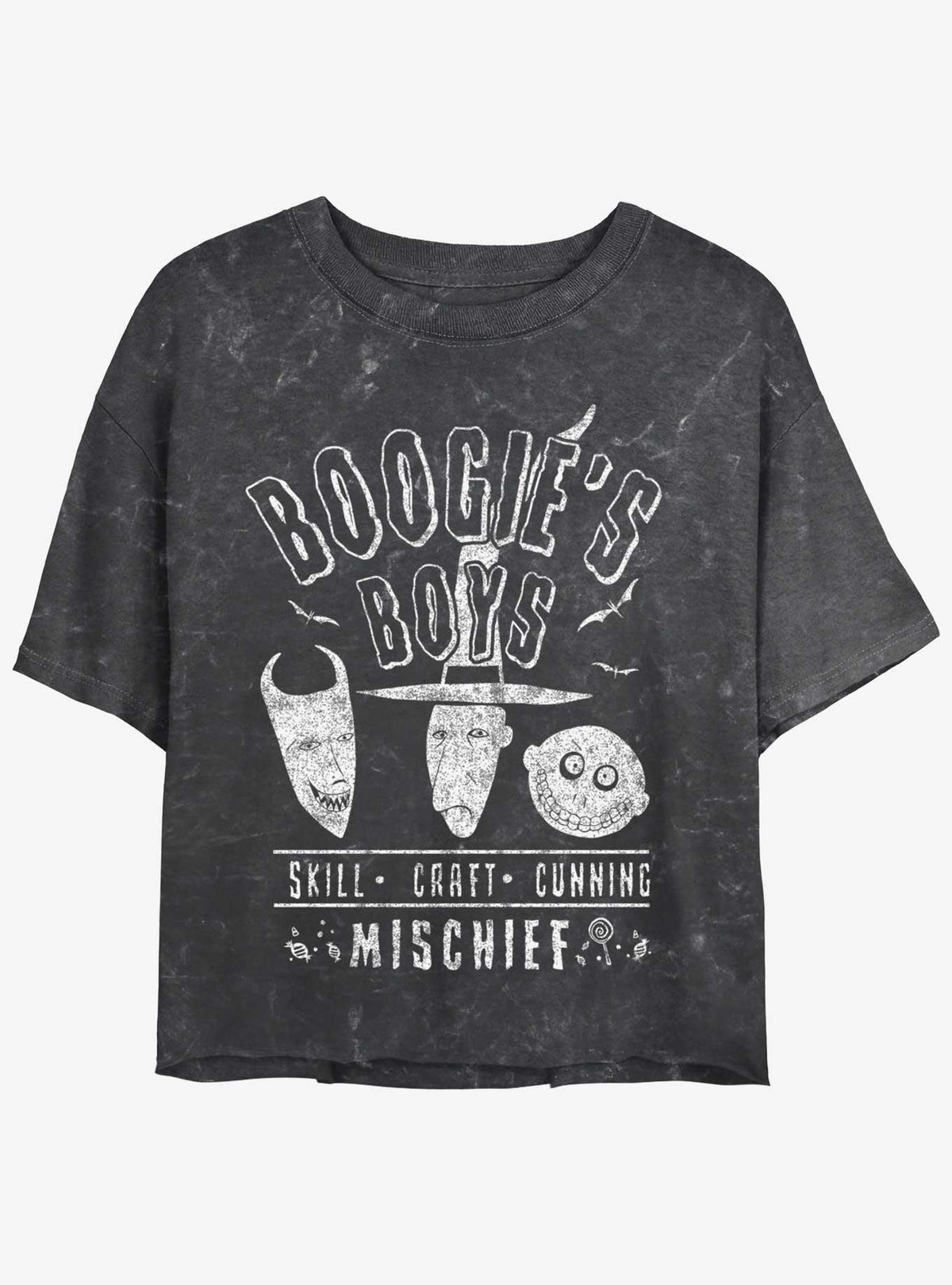 spooky holiday Boogie's Boys Mineral Wash Girls Crop T-Shirt