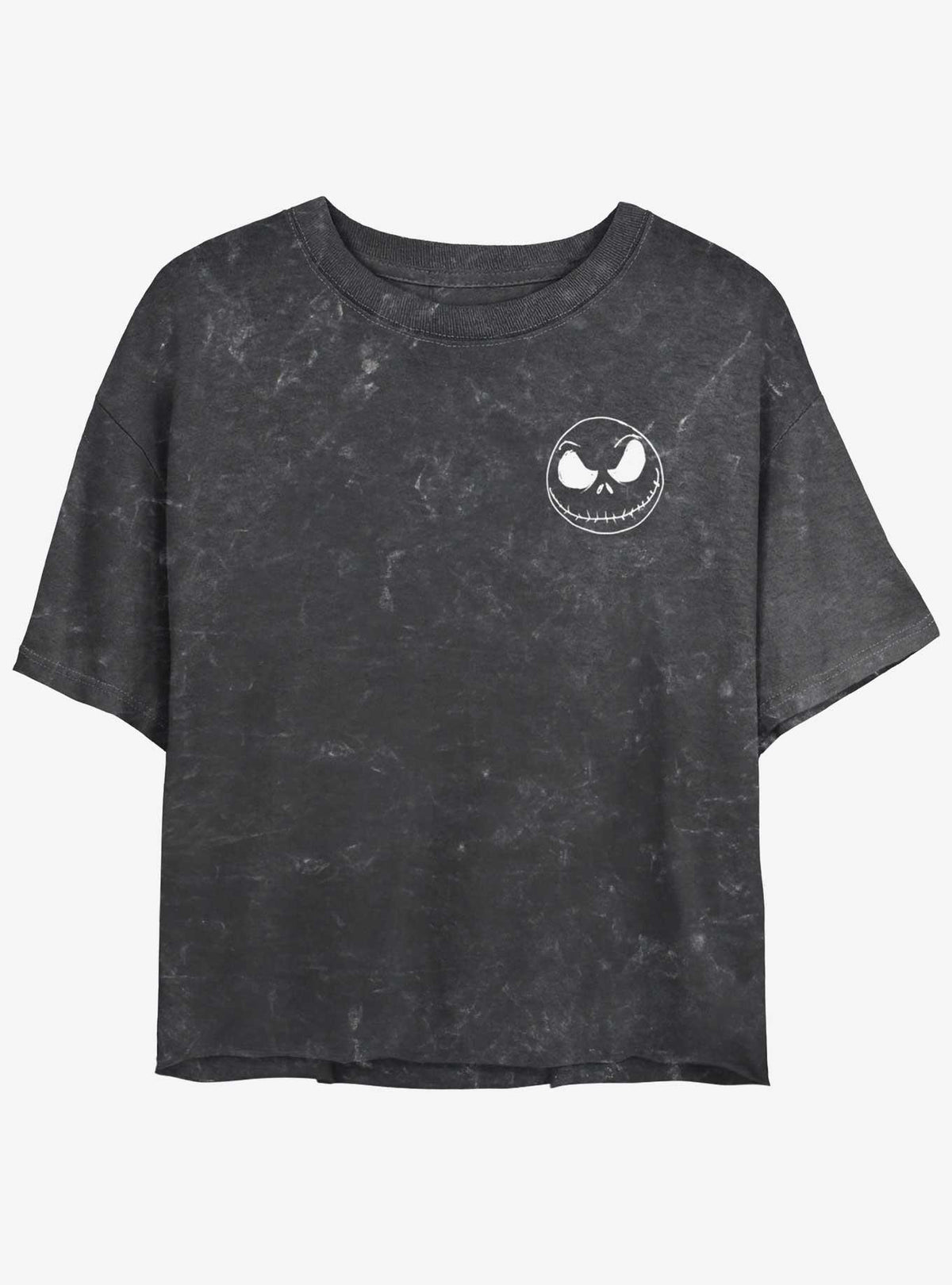spooky holiday Jack Skellington Pocket Mineral Wash Girls Crop T-Shirt