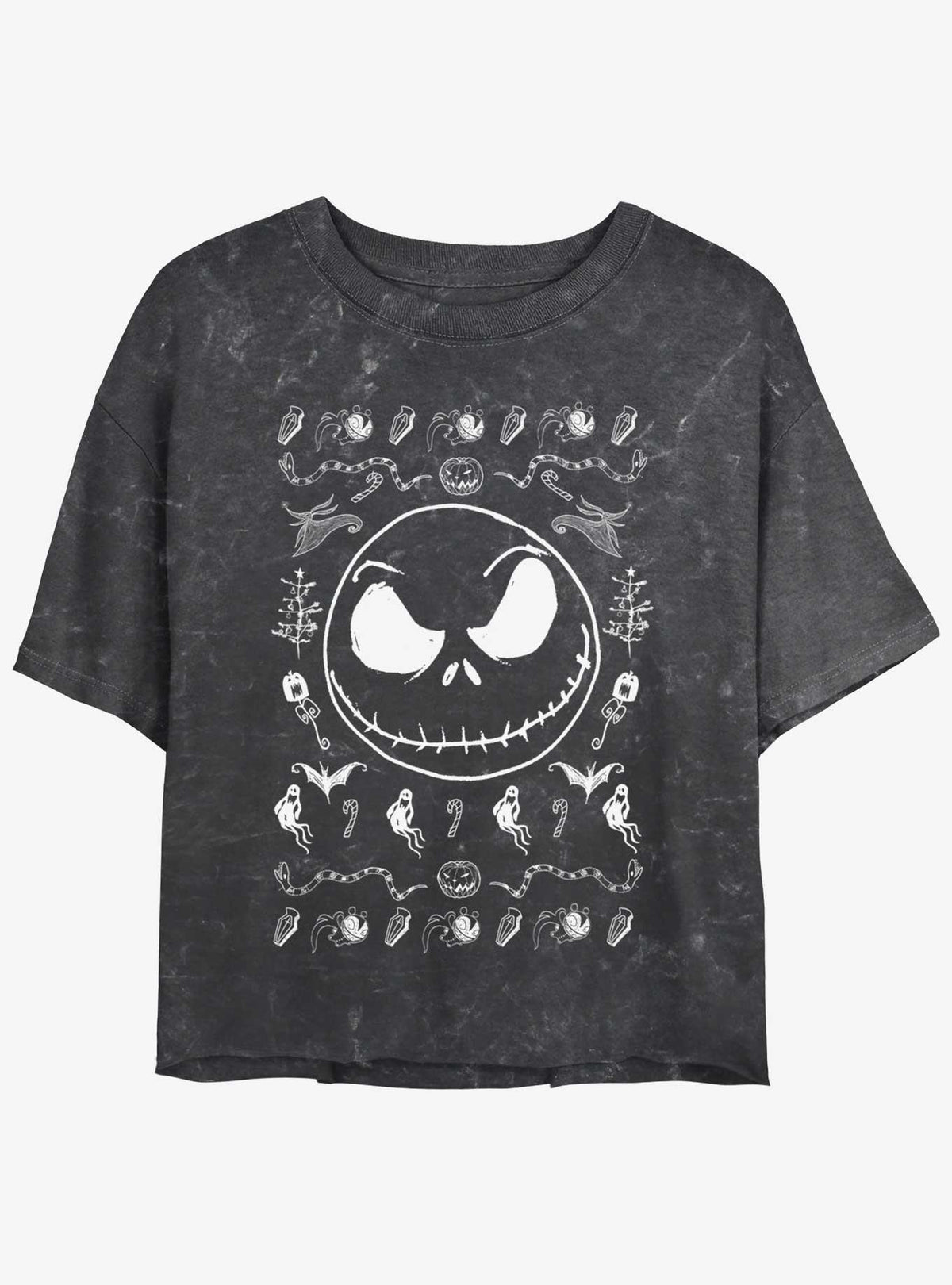 spooky holiday Jack Spooky Icons Mineral Wash Girls Crop T-Shirt