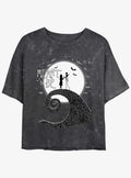 spooky holiday Jack and Sally Meant To Be Mineral Wash Girls Crop T-Shirt