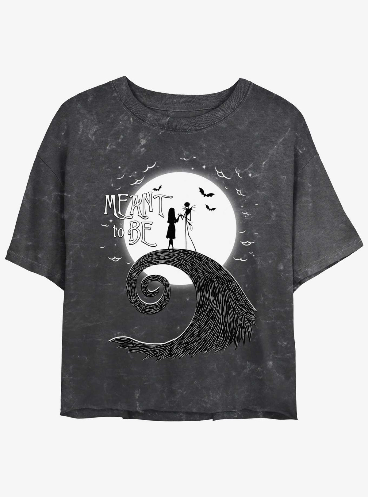 spooky holiday Jack and Sally Meant To Be Mineral Wash Girls Crop T-Shirt