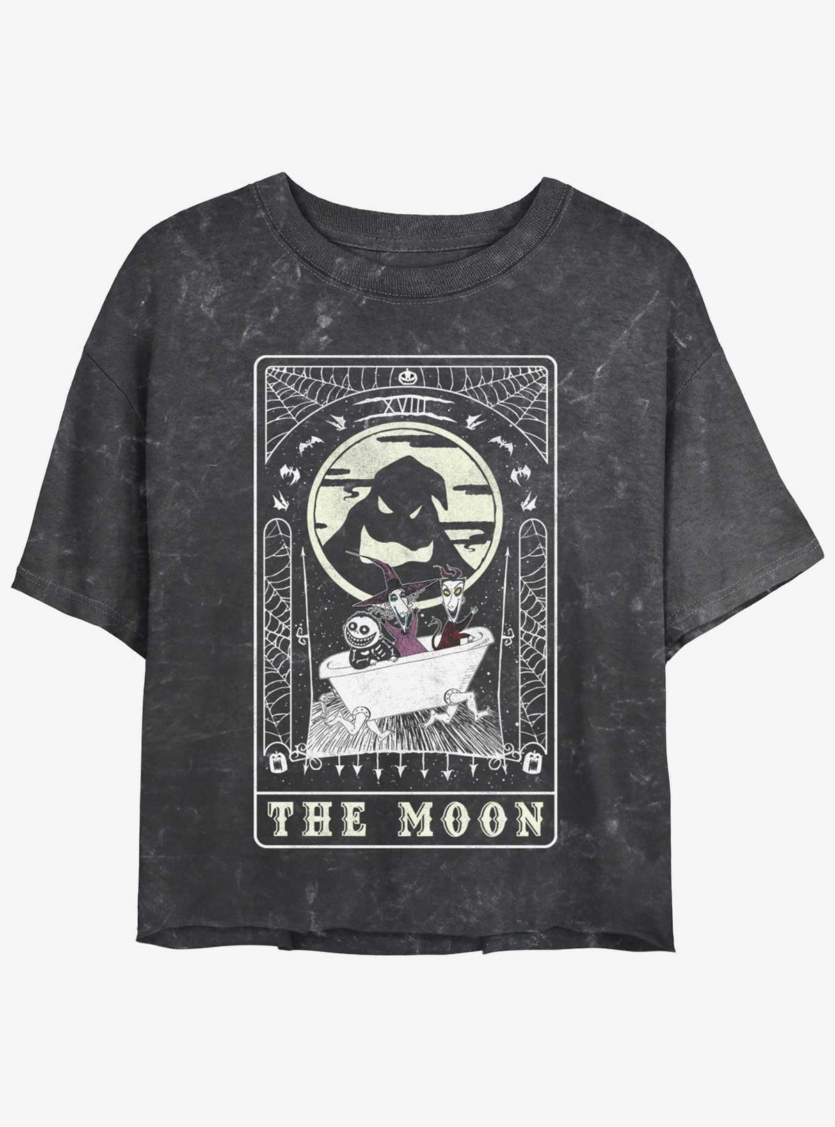 spooky holiday Oogie Boogie The Moon Tarot Card Mineral Wash Girls Crop T-Shirt