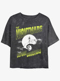 spooky holiday Moonlit Jack Skellington Mineral Wash Girls Crop T-Shirt