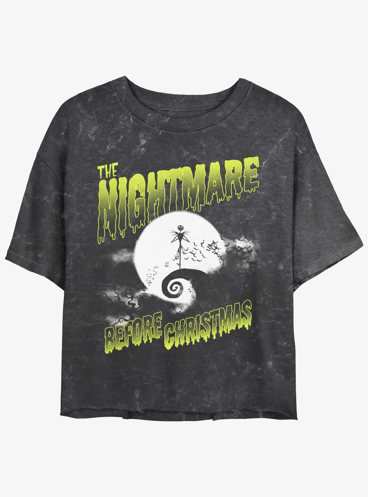 spooky holiday Moonlit Jack Skellington Mineral Wash Girls Crop T-Shirt