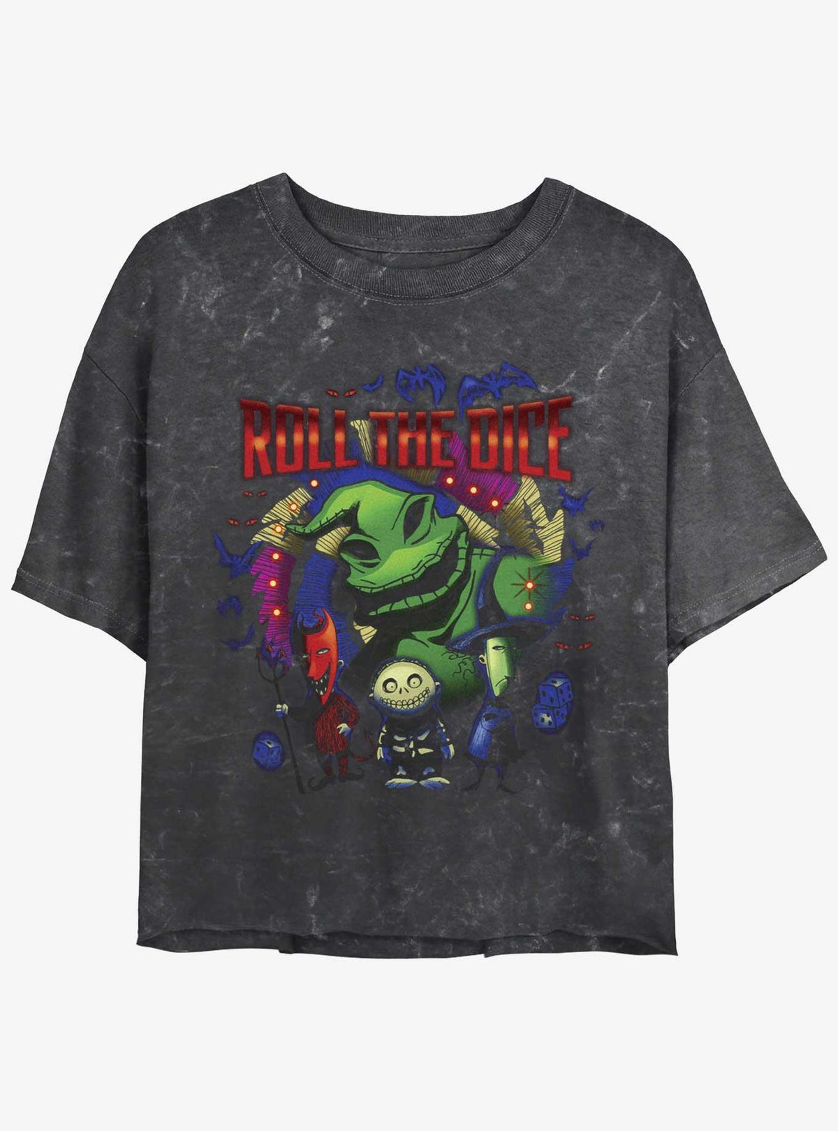 spooky holiday Oogie Dice Mineral Wash Girls Crop T-Shirt