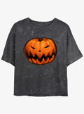 spooky holiday Pumpkin King Mineral Wash Girls Crop T-Shirt