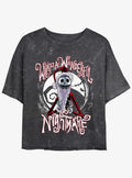 spooky holiday Santa Jack Wonderful Nightmare Mineral Wash Girls Crop T-Shirt