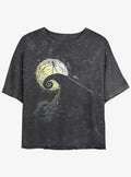 spooky holiday Jack On Spiral Hill Mineral Wash Girls Crop T-Shirt 2