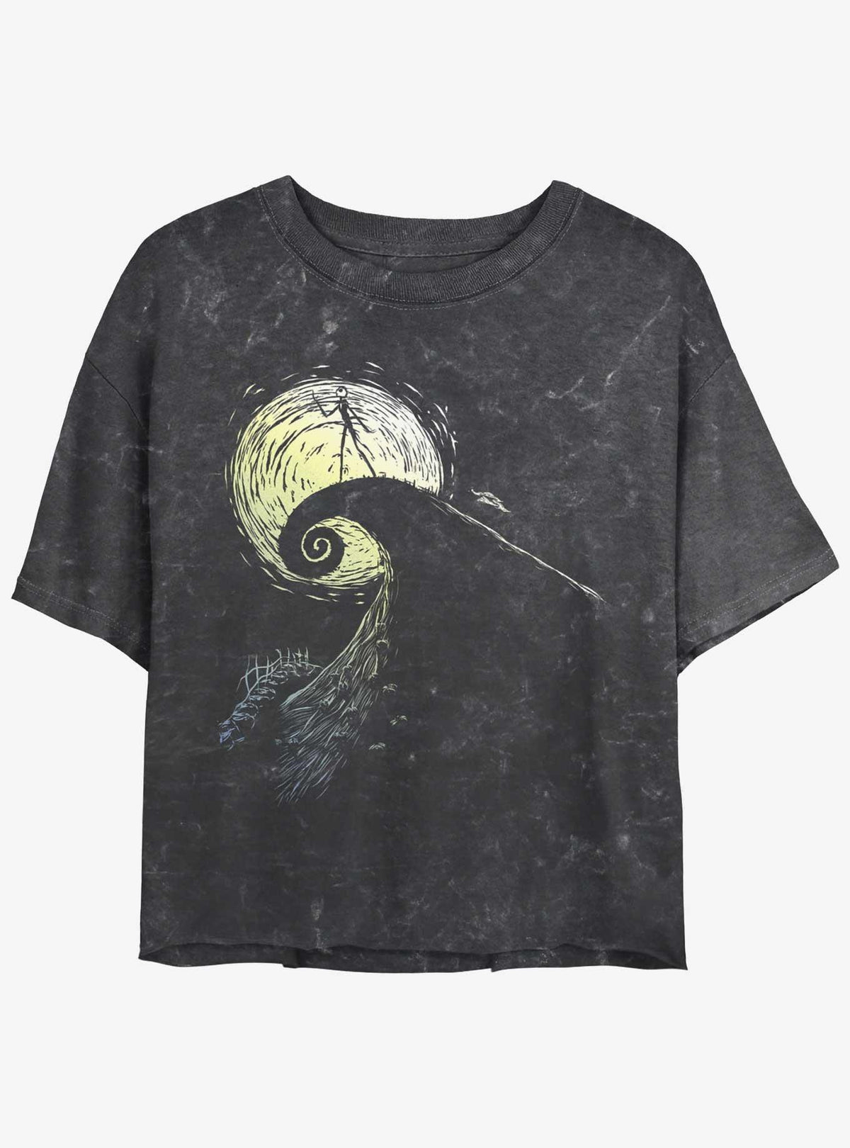 spooky holiday Jack On Spiral Hill Mineral Wash Girls Crop T-Shirt 2