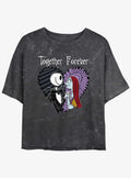 spooky holiday Jack and Sally Together Forever Mineral Wash Girls Crop T-Shirt