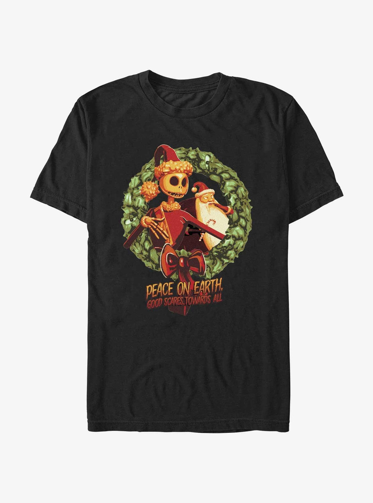 spooky holiday Santa Jack Wreath T-Shirt