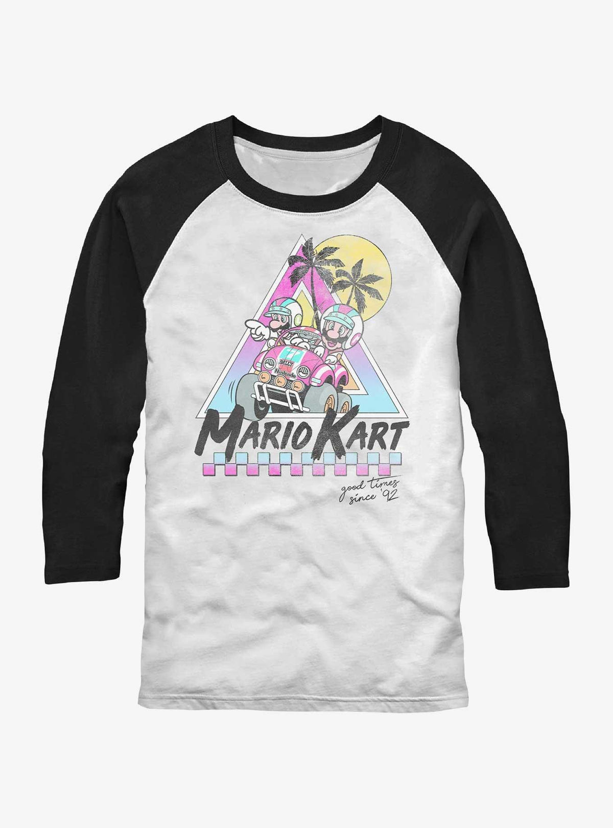 Nintendo retro platform gamer Kart Beach Race Raglan T-Shirt
