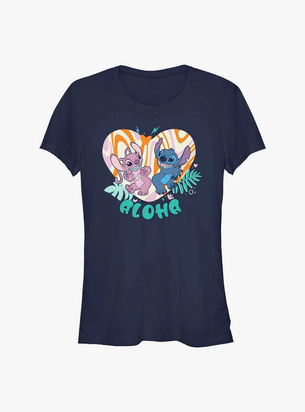 island alien duo Angel and cute blue alien Groovy Heart Girls T-Shirt