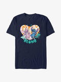 island alien duo Angel and cute blue alien Groovy Heart T-Shirt
