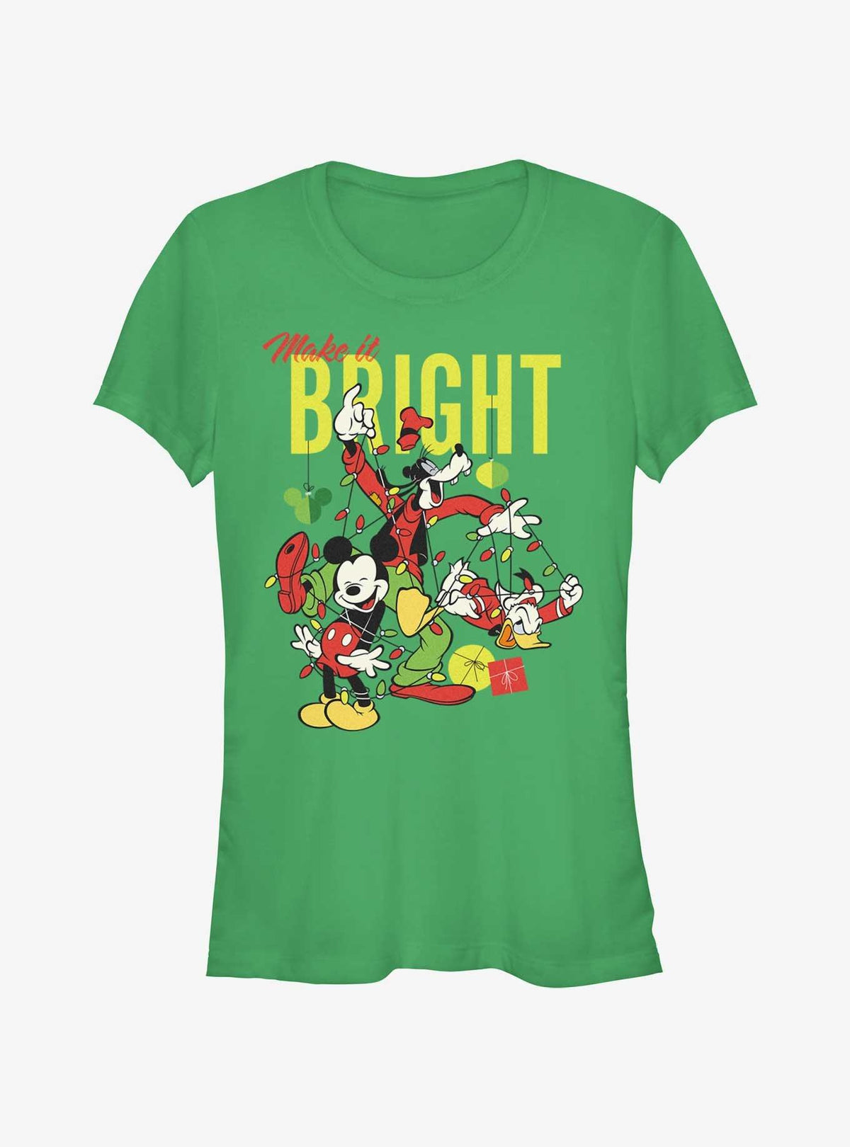 Mickey Mouse Bright Christmas Mickey Goofy and Donald Girls T-Shirt