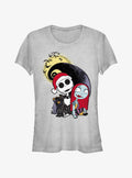 spooky holiday Santa Jack and Sally Girls T-Shirt