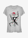 spooky holiday Santa Jack Christmas Lights Girls T-Shirt