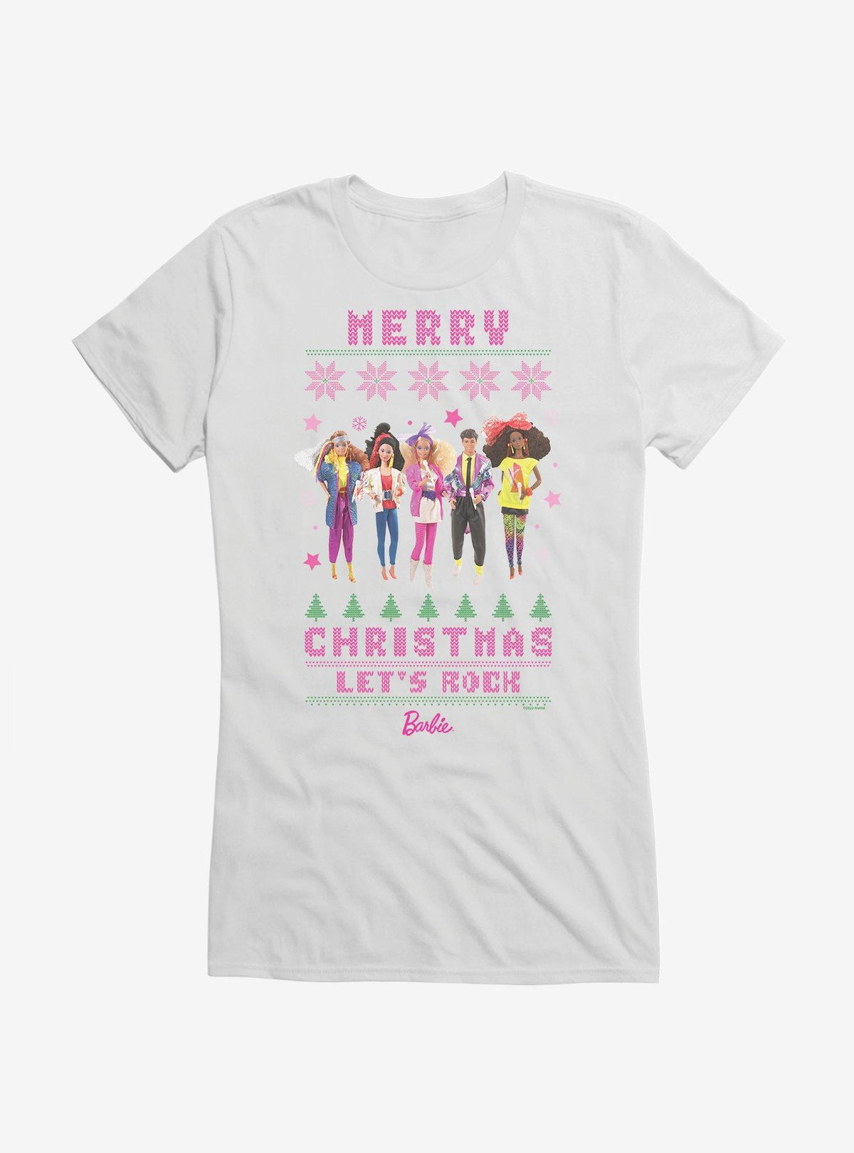 fashion doll Merry Christmas Let's Rock Ugly Christmas Pattern Girls T-Shirt