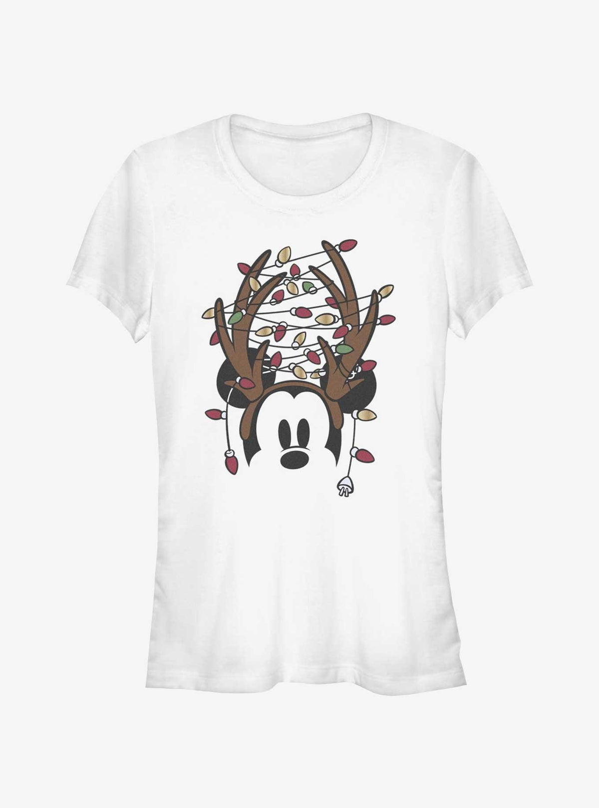 Mickey Mouse Christmas Light Antlers Girls T-Shirt