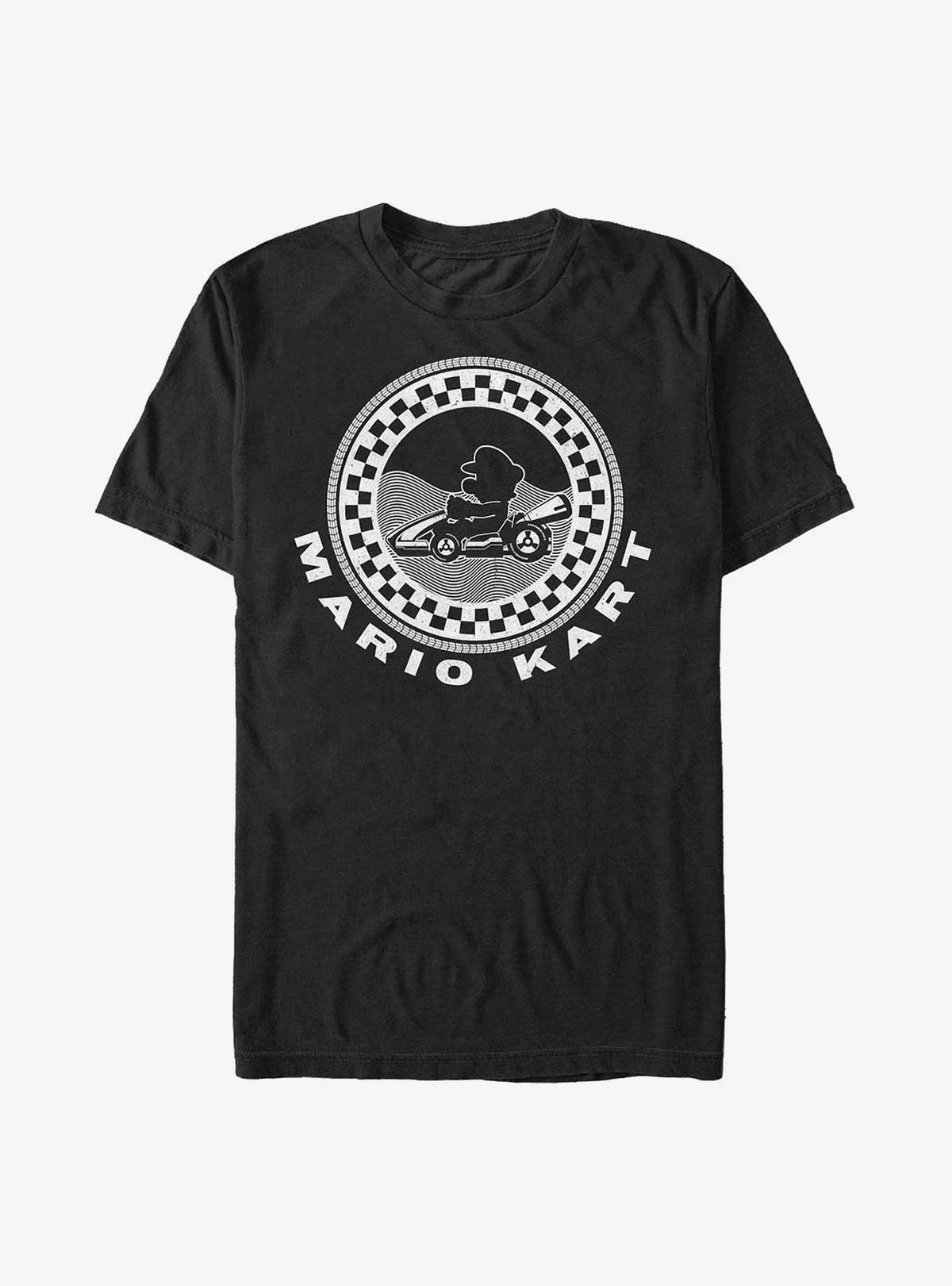 Nintendo retro platform gamer Kart Checkered Badge T-Shirt