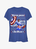 Captain America Sam Wilson Ugly Christmas Girls T-Shirt 2