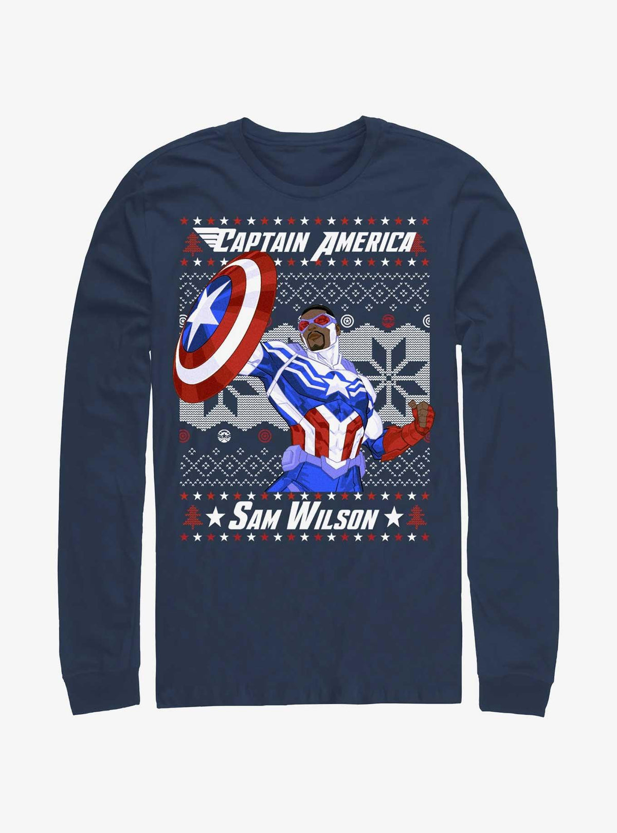 Captain America Sam Wilson Ugly Christmas Long-Sleeve T-Shirt