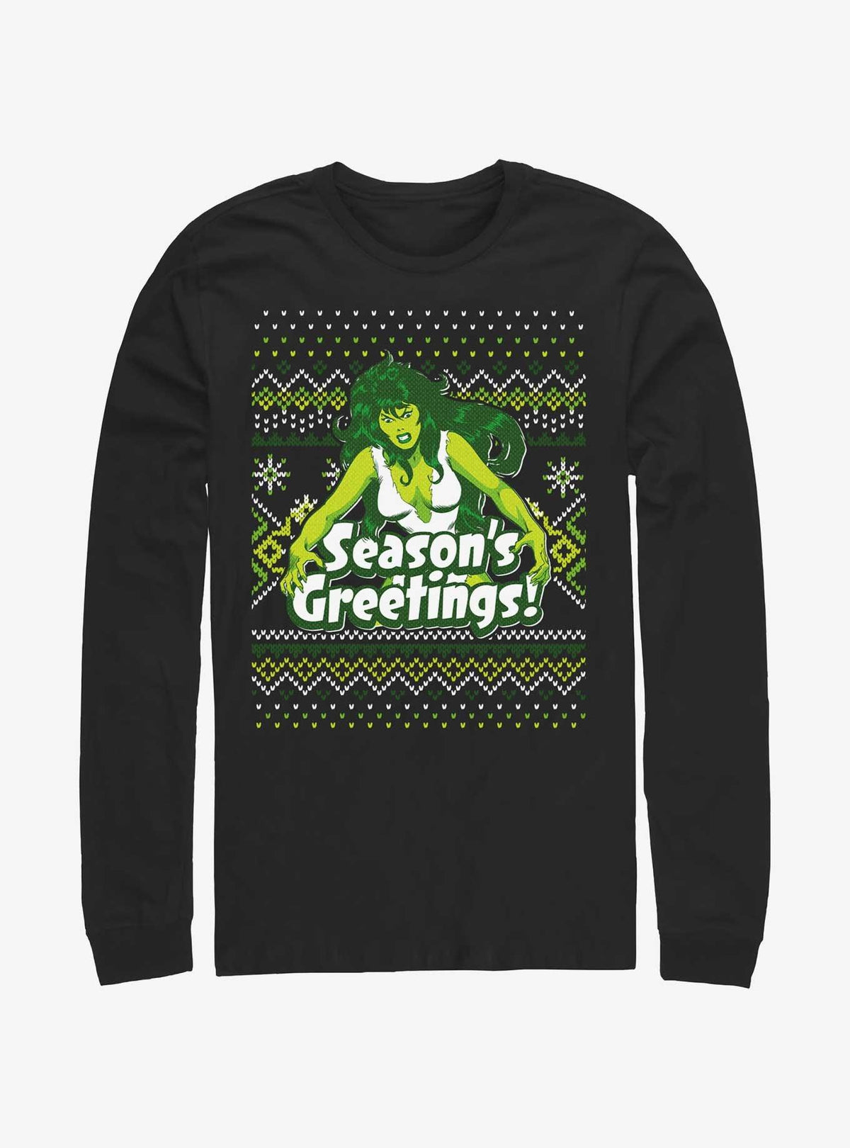 Hulk She-Hulk Season's Greetings Ugly Christmas Long-Sleeve T-Shirt