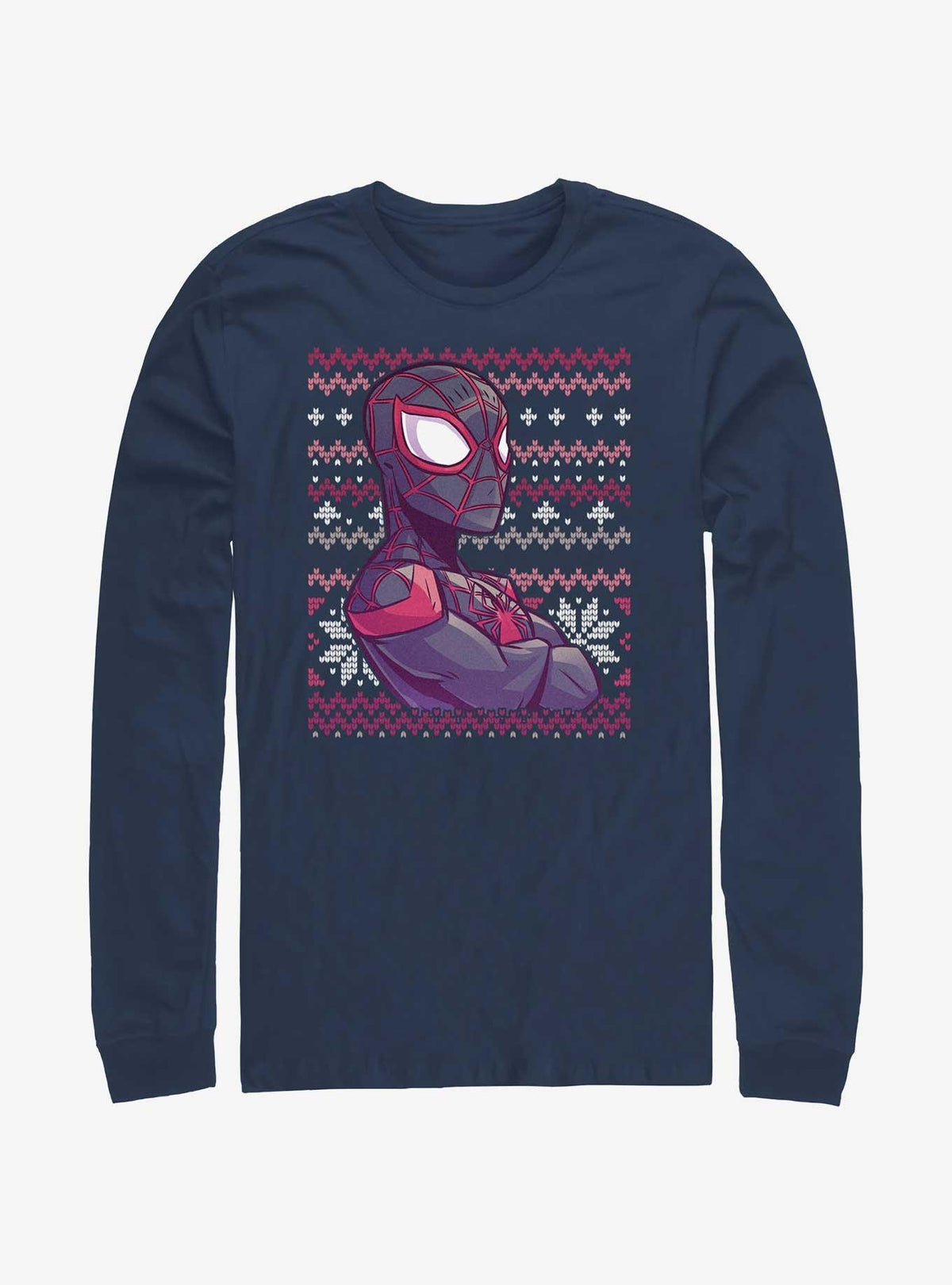 web hero Miles Morales Ugly Christmas Long-Sleeve T-Shirt
