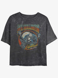 spooky holiday Jack Skellington Badge Mineral Wash Girls Crop T-Shirt