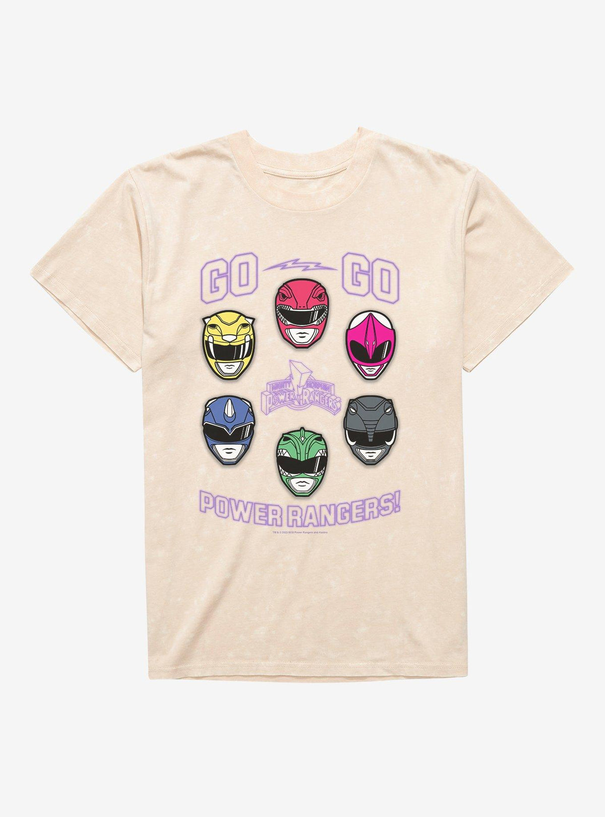 Mighty Morphin color hero team Go color hero team Helmets Mineral Wash T-Shirt
