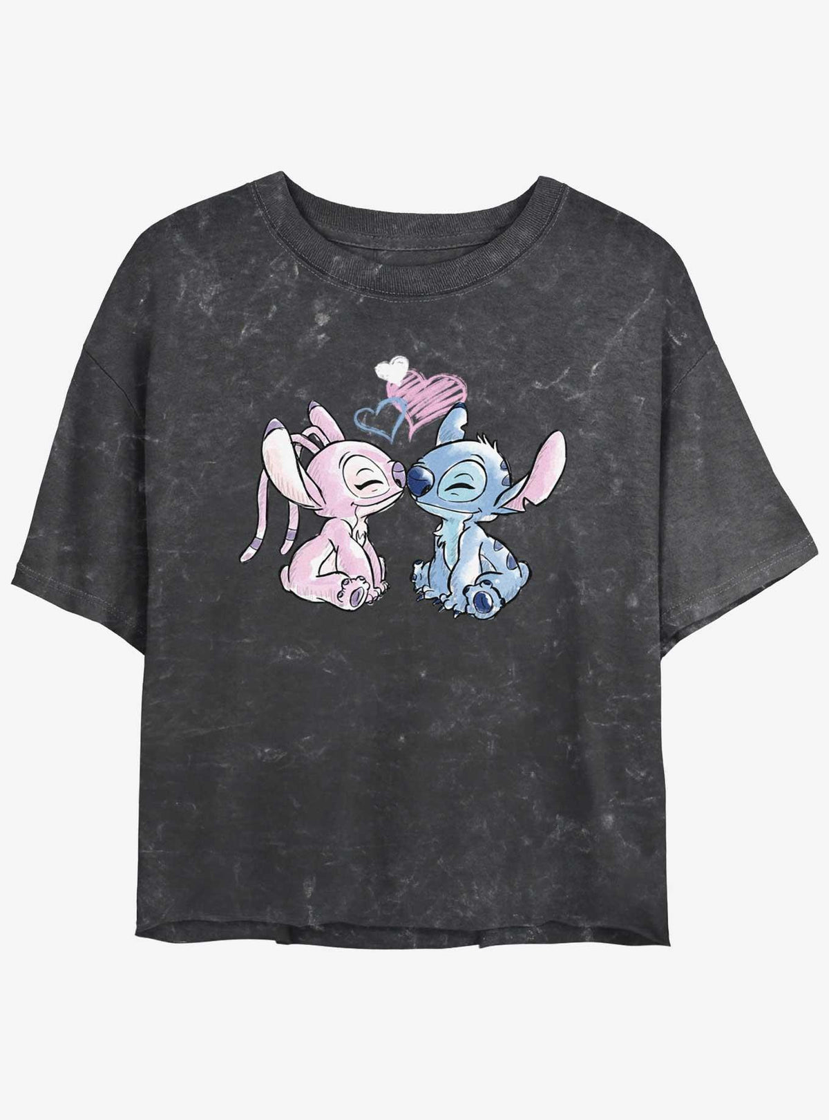 island alien duo Angel Loves cute blue alien Mineral Wash Girls Crop T-Shirt