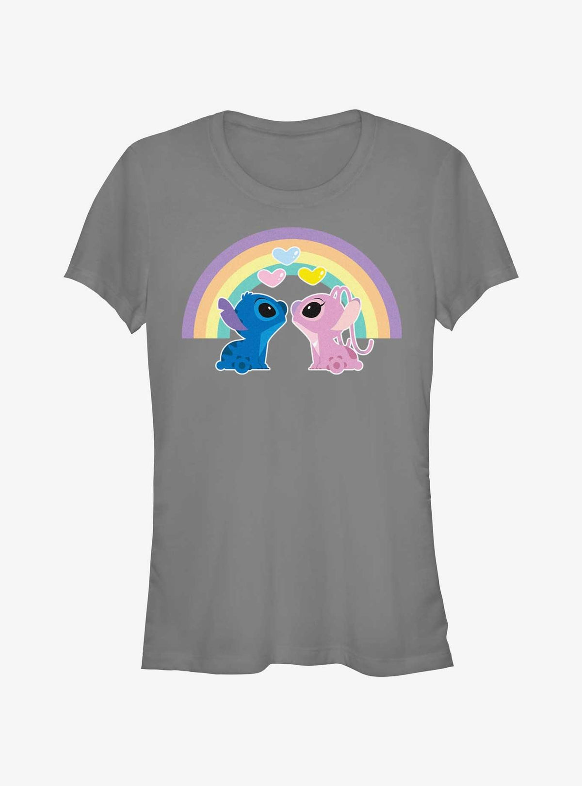 island alien duo Angel cute blue alien Love Under The Rainbow Girls T-Shirt