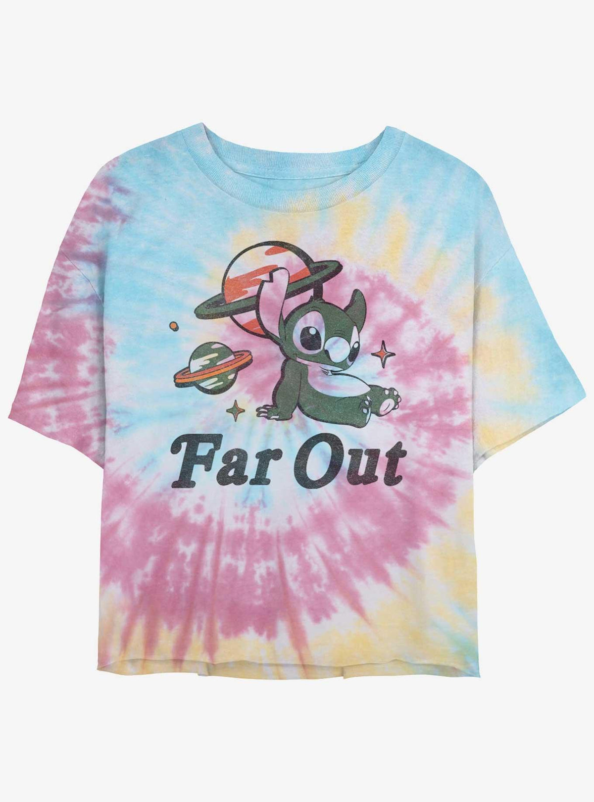 island alien duo Far Out cute blue alien Tie-Dye Girls Crop T-Shirt