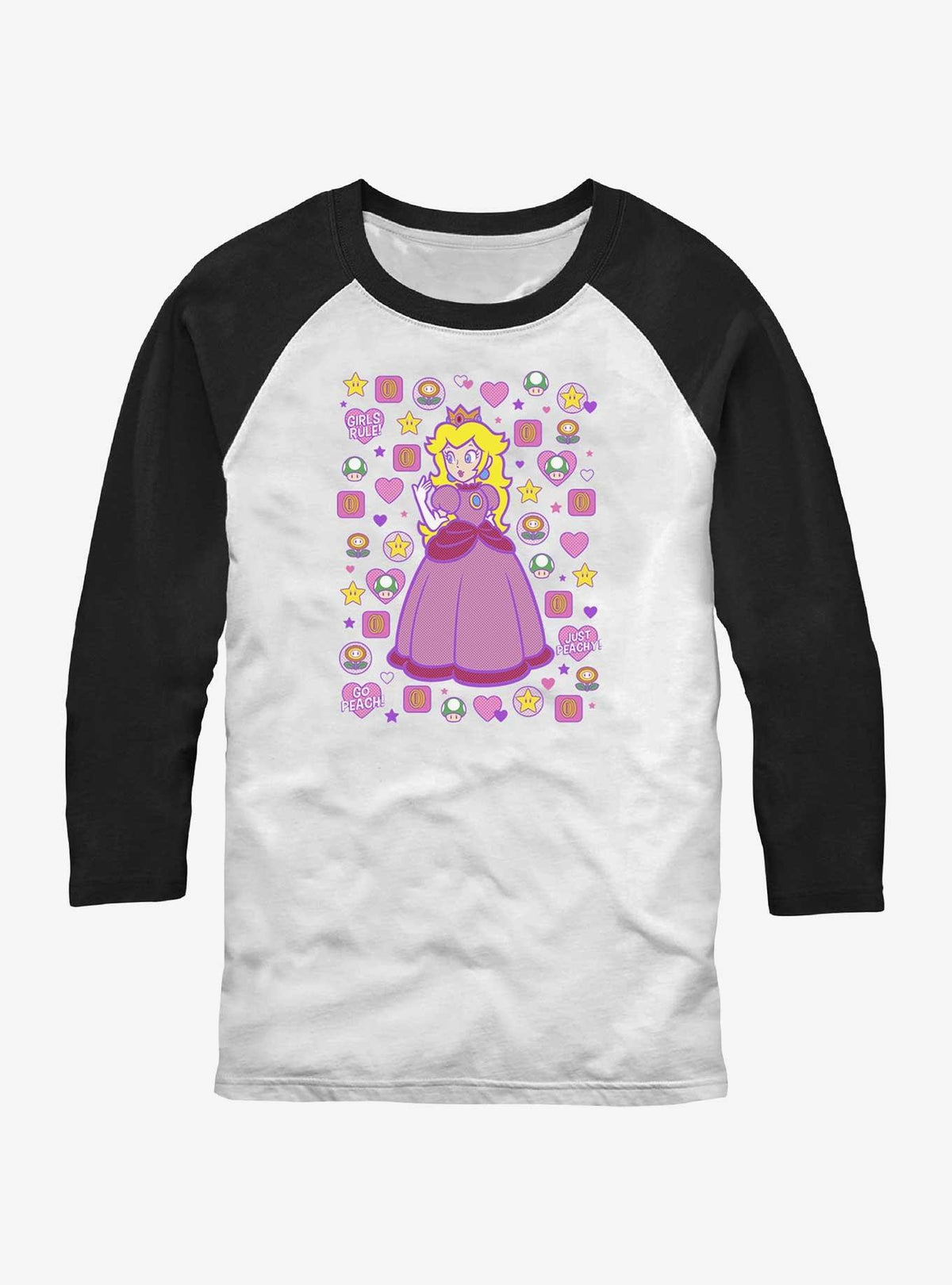 retro platform gamer Princess Peach Raglan T-Shirt