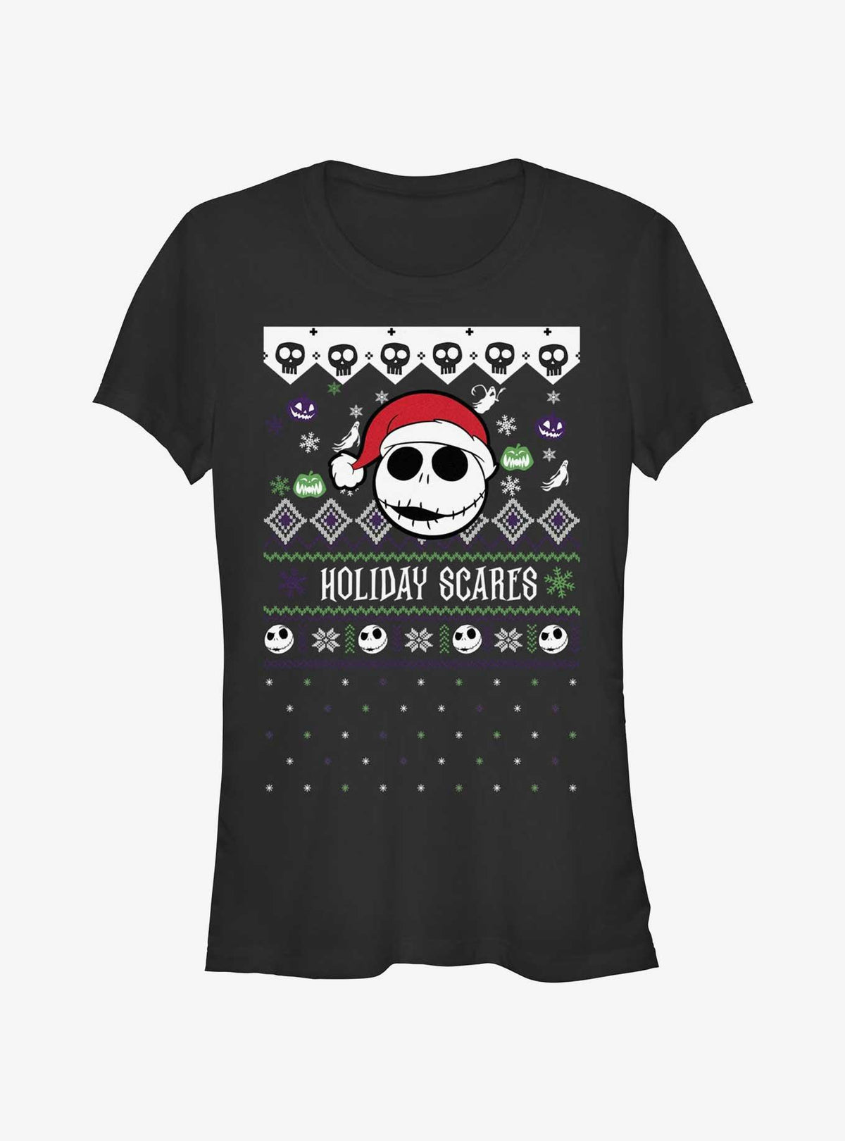 spooky holiday Ugly Holiday Jack Snowfall Girls T-Shirt