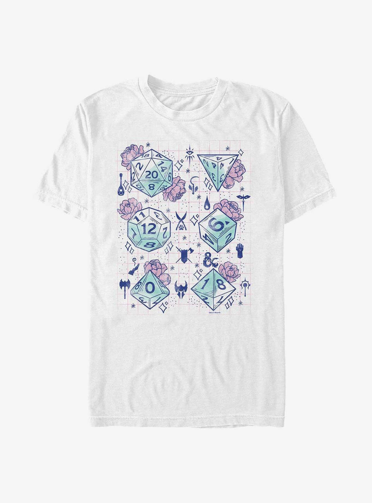 Dungeons Dragons Floral Dice T-Shirt