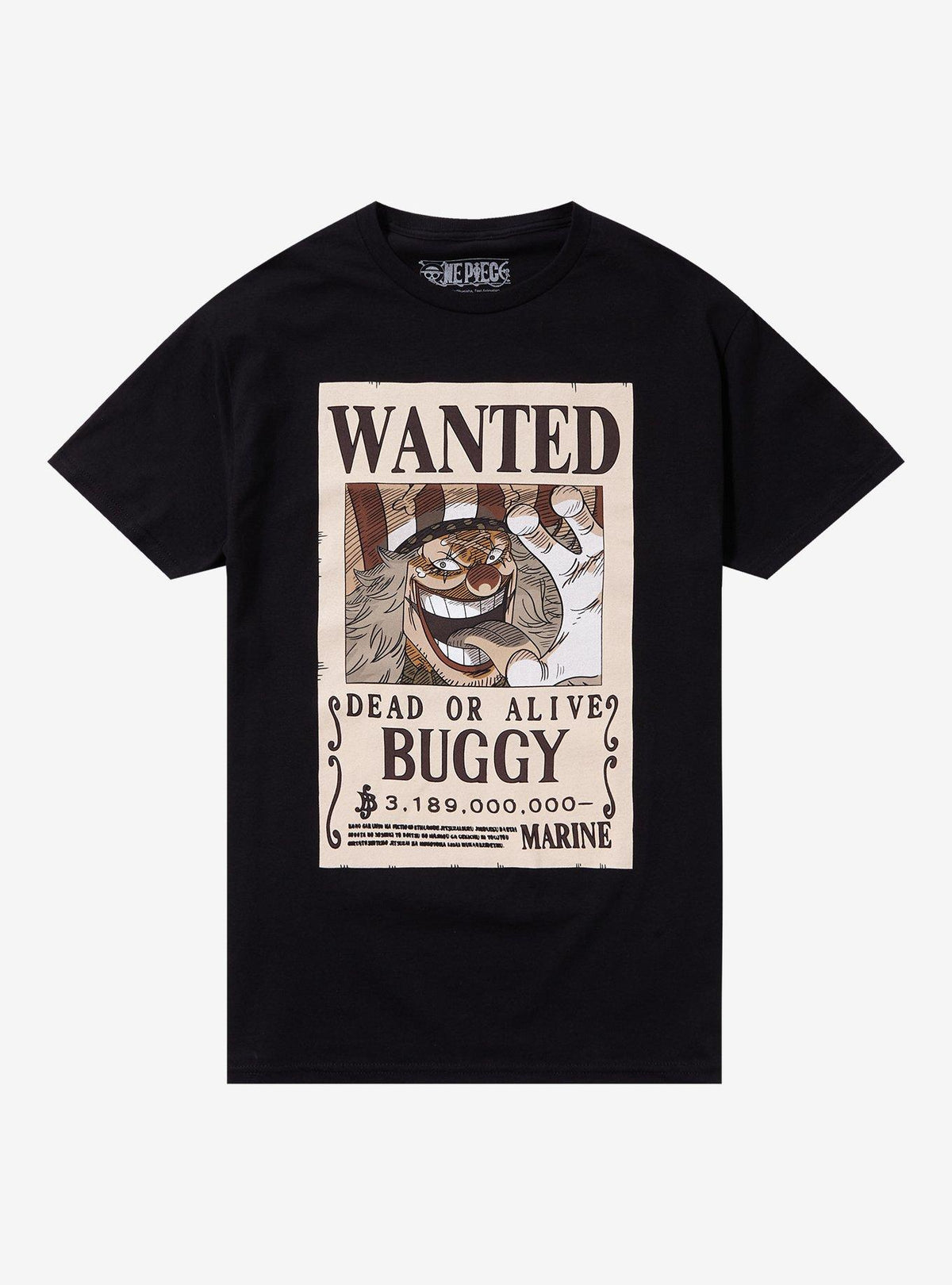 pirate anime Buggy Wanted Poster Double-Sided T-Shirt