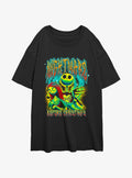 spooky holiday Graffiti Jack and Sally Girls Oversized T-Shirt