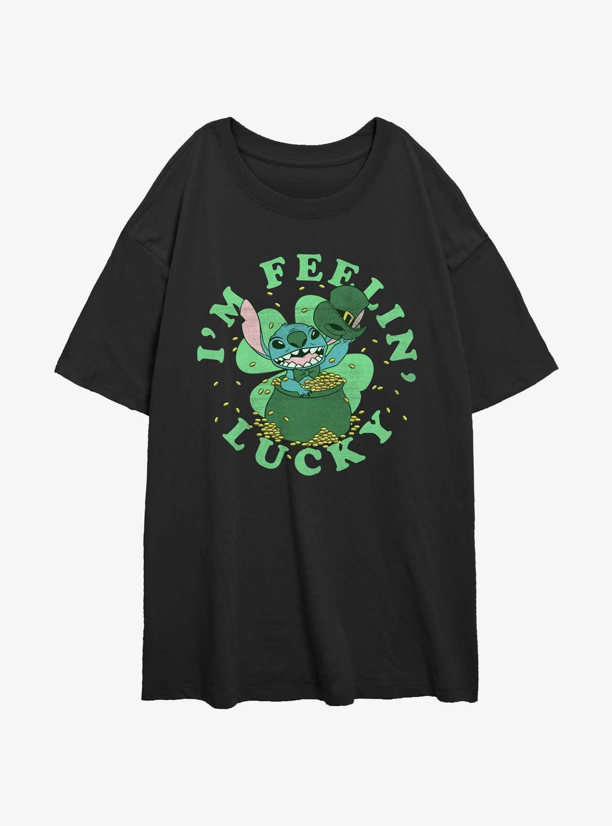 island alien duo Leprechaun cute blue alien I'm Feelin Lucky Girls Oversized T-Shirt