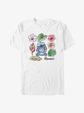 island alien duo cute blue alien Watercolor Plants T-Shirt