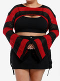 Social Collision Black & Red Stripe Bolero Girls Crop Shrug Plus Size