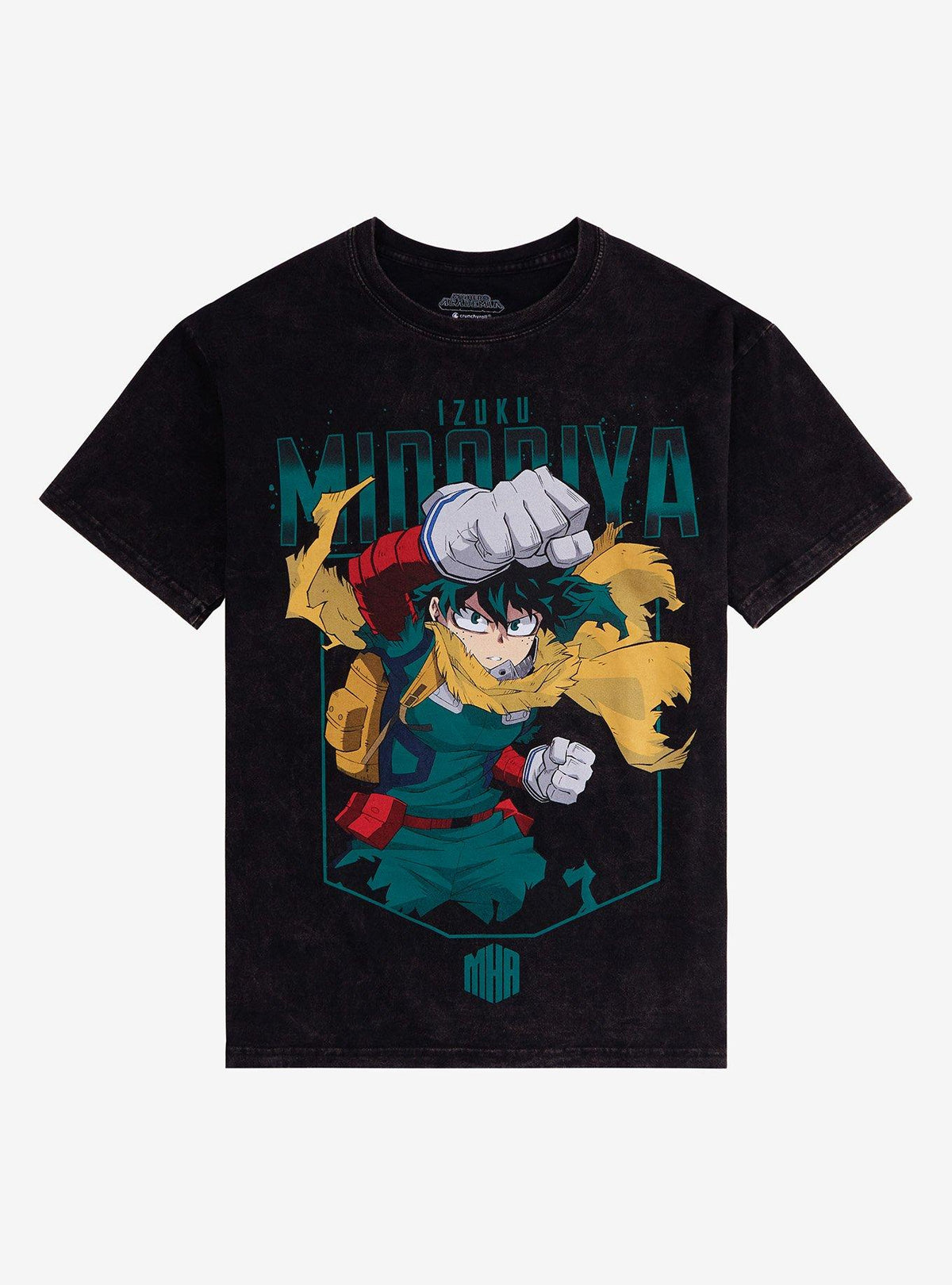 hero anime Midoriya Jumbo Print Dark Wash T-Shirt 2