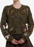 Thorn & Fable Mushroom & Critter Patches Marled Girls Cardigan