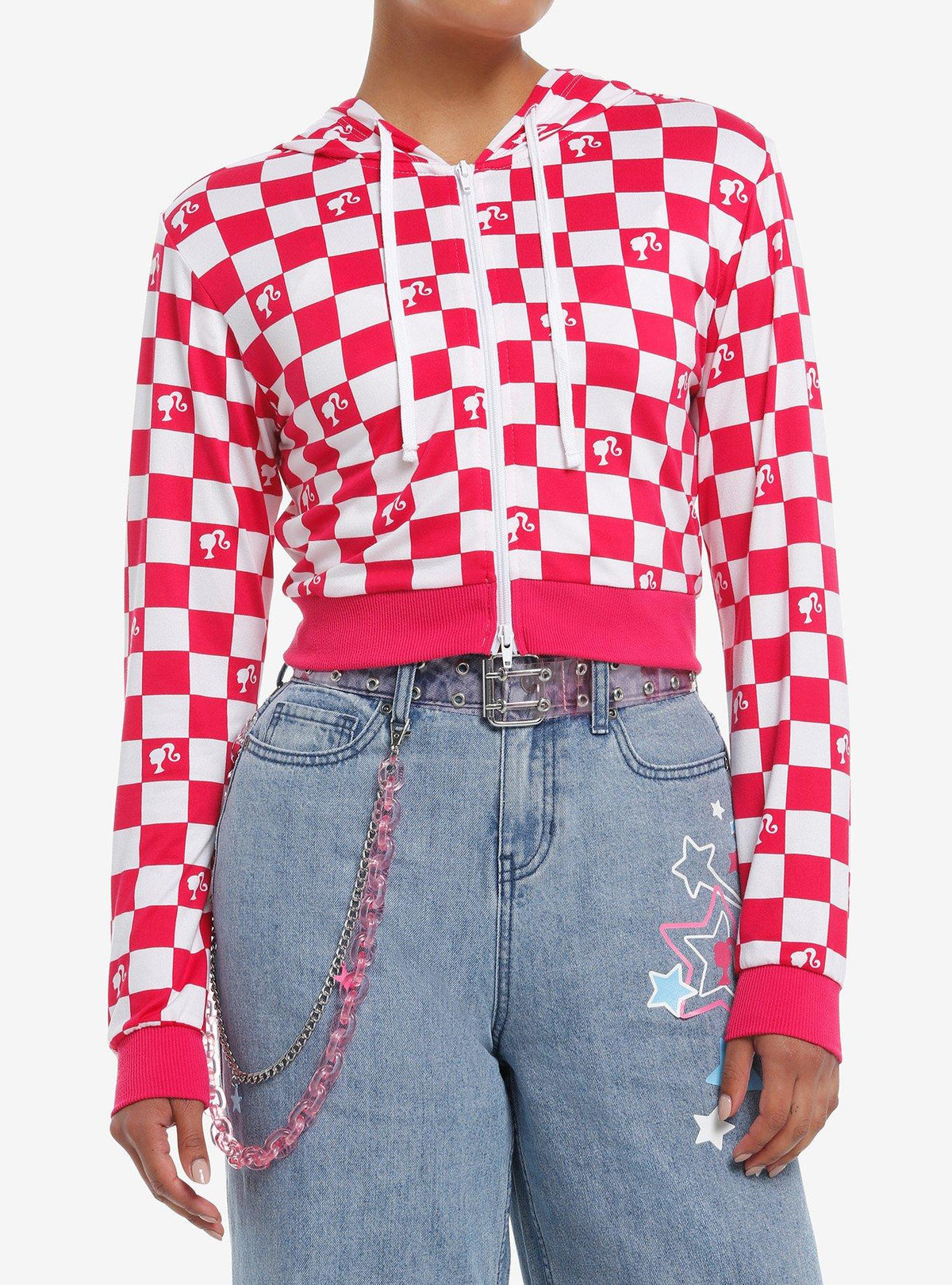 fashion doll Gingham Girls Crop Hoodie