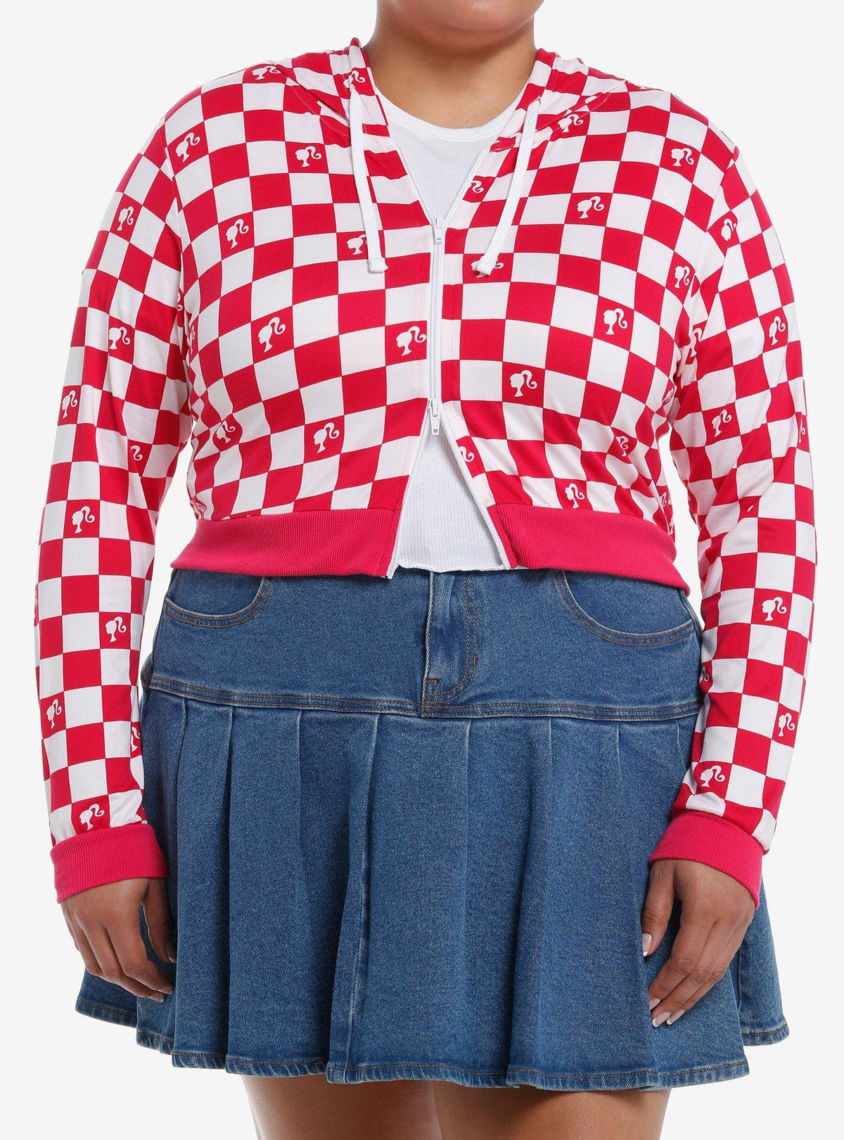fashion doll Gingham Girls Crop Hoodie Plus Size