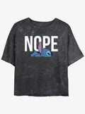 island alien duo Nope cute blue alien Girls Mineral Wash Crop T-Shirt